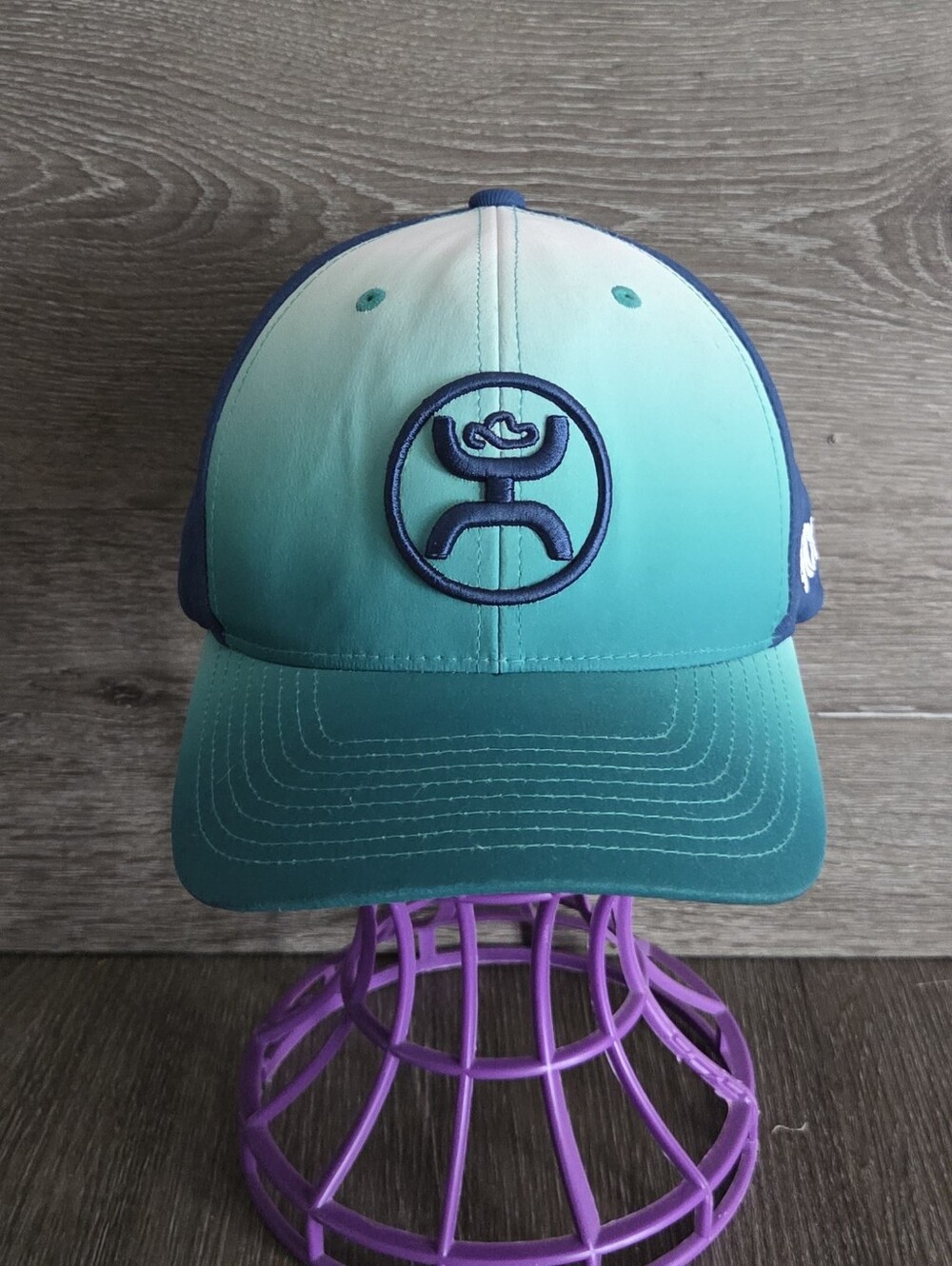 Hooey Teal to White Ombre Hat with Navy Logo